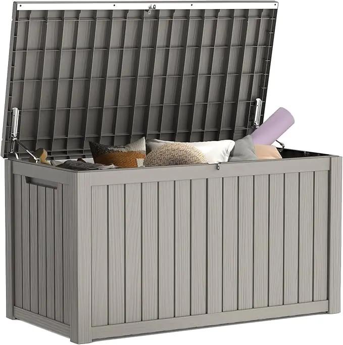 Mars Villa 180 Gallon Outdoor Storage Box Waterproof, Extra Large Resin Deck Box, Outside Storage Bin for Patio Furniture Cushions, Pool Supplies, Sports Gear, UV Resistant and Weatherproof, Greige by GreenHaven Gardens