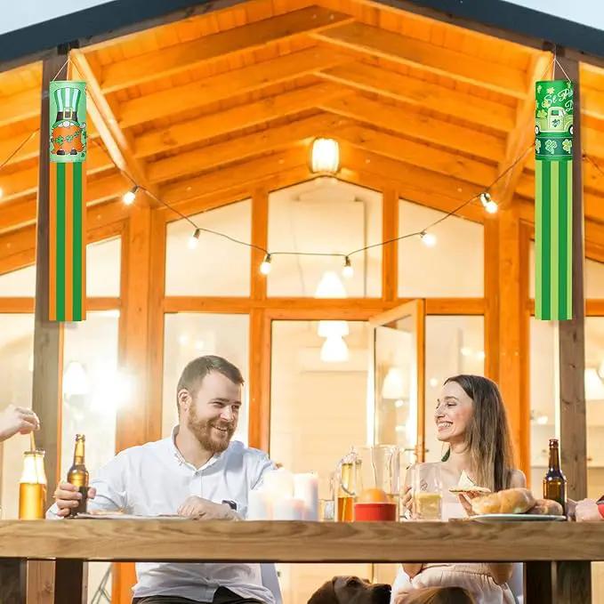 4 Pieces St. Patrick's Day Windsock Shamrock Windsock Flag Irish Green Truck Pattern Design Windsock Outdoor Hanging Decoration for St. Patrick's Day Backyard Garden Balcony Decor, 35 Inch by GreenHaven Gardens