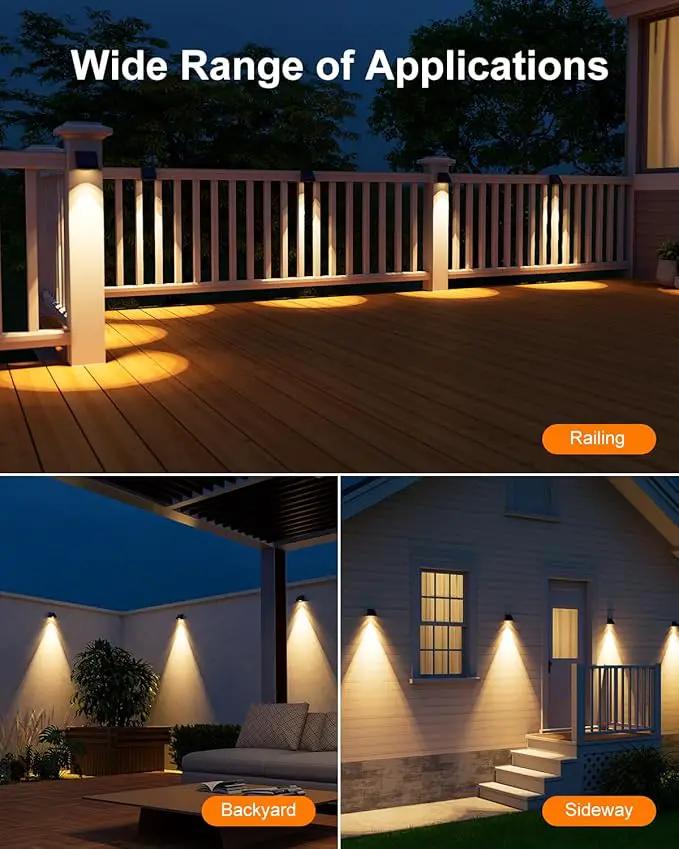 8 Pack Decorative Solar Powered Fence Lights Outdoor Waterproof with Warm White LED Spot Lens, for Outside Wall, Deck, Patio, Yard, Rail, Garage, Pool, Designed for Enhanced Security, Easy Install by GreenHaven Gardens