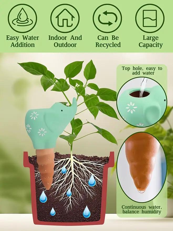 Kalolary 4Pcs Plant Watering Globes, Elephant Shape Self Watering Spikes Terracotta Drip Water Stakes Irrigation Watering Bulbs for Pot, Indoor, Outdoor, Vacation by GreenHaven Gardens
