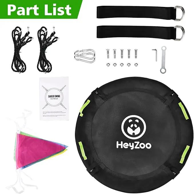 48 inch Tree Swing, Larger Saucer Flying Swing for Whole Family, 900lbs Weight Capacity, with Adjustable Hanging Straps, for Outdoor Backyard, Gifts for Kids, Black by GreenHaven Gardens