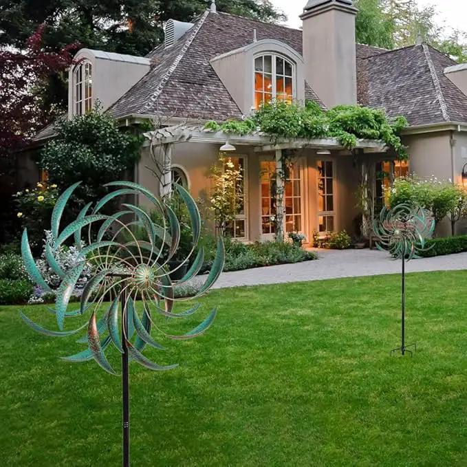 VEWOGARDEN Large Wind Spinners for Yard and Garden, Waterproof Metal Doubles Wind Spinners Outdoor Decor, Wind Sculptures & Spinners with Stakes (23" W * 80" H) by GreenHaven Gardens