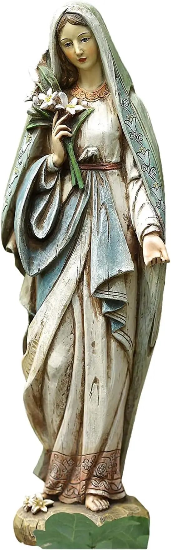 Blessed Virgin Mary Mother Madonna Lilies Garden Statue by GreenHaven Gardens