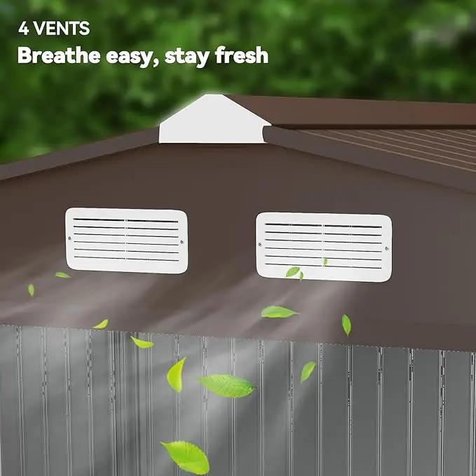 Outsunny 9' x 6' Outdoor Storage Shed, Garden Tool Metal Shed with Foundation Kit, Double Lockable Door, Air Vents and Sloping Roof, for Backyard, Patio, Lawn, Yellow by GreenHaven Gardens