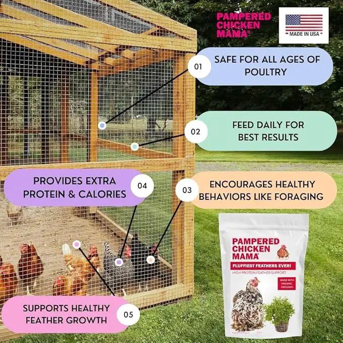 Pampered Chicken Mama Molting Supplement for Chickens: Fluffiest Feathers Ever Backyard Chicken Feed and Supplies for Hens (2 pounds) by GreenHaven Gardens