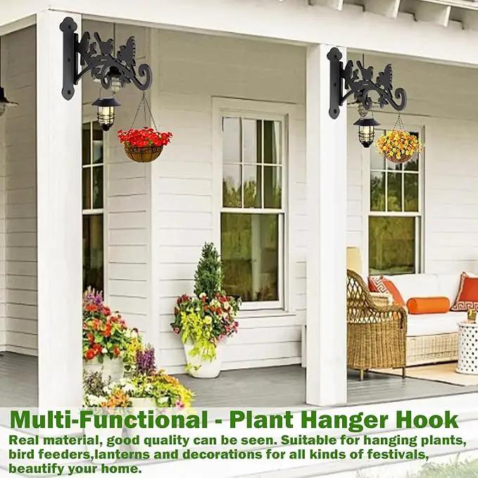 2 Pack Hanging Plant Hanger Outdoor 9-in Hanging Basket Wall Hooks - Heavy Duty Metal Plant Bracket Hook for Hanging Flower Baskets,Bird Feeder by GreenHaven Gardens