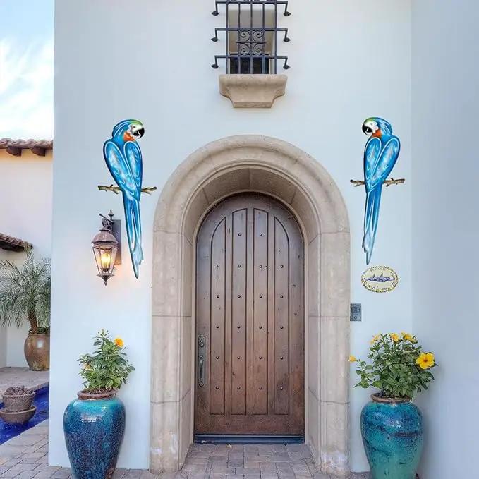EiGreen Metal Bird Wall Art Decor 3D Outdoor parrot Sculpture, Hanging Decor Metal Wall Decor Suitable for Gardens Fence Patio Living Room Bedroom Yard Decor by GreenHaven Gardens