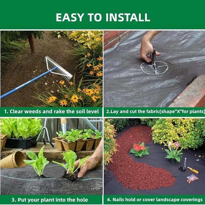 Weed Barrier Landscape Fabric Heavy Duty,3.2 OZ Premium Garden Weed Blocker Fabric for Weed Control, Plastic Ground Cover with Woven Weed Cloth,Durable Landscaping Fabric (4FT X 250 FT) by GreenHaven Gardens