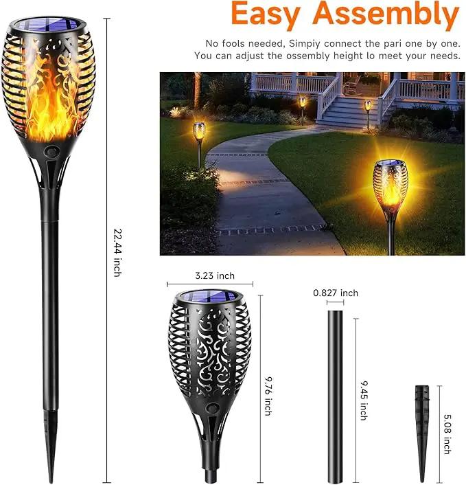 Upgraded Larger Solar Lights Outdoor, Solar Torch Light with Flickering Flame, Solar Garden Lights, Waterproof Solar Powered Outdoor Lights, Outdoor Patio Channel Garden Decoration (Orange, 4Pack) by GreenHaven Gardens