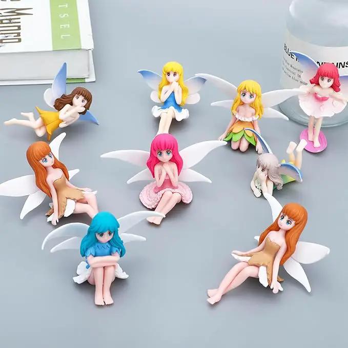 ONEST 8 Pieces Miniature Fairy Garden Accessories Small Fairy Figurines Hand Painted Fairy Figures Girl Fly Wing Figurines for Car Decor Fairy Garden Flower Pot Birthday Cake Topper by GreenHaven Gardens