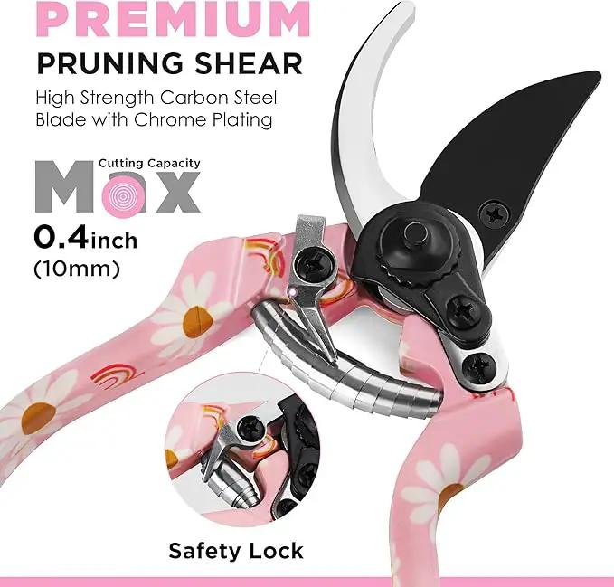 WORKPRO Aluminum Garden Tool Set, 4PCS Heavy Duty Hand Garden Tools with Box Include Trowel, Rake, Pruner, Garden Gloves, Pink, Garden Gifts by GreenHaven Gardens