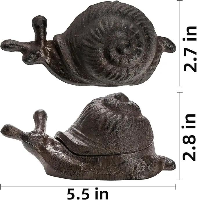 Cast Iron Key Hider, Snail Hide-a-Key Holder, Outside Spare Key Hider Figurine, Small Snail Garden Statues Ornament, Decorative Jewelry Trinkets Box for Ear Studs Rings Paper Clips by GreenHaven Gardens