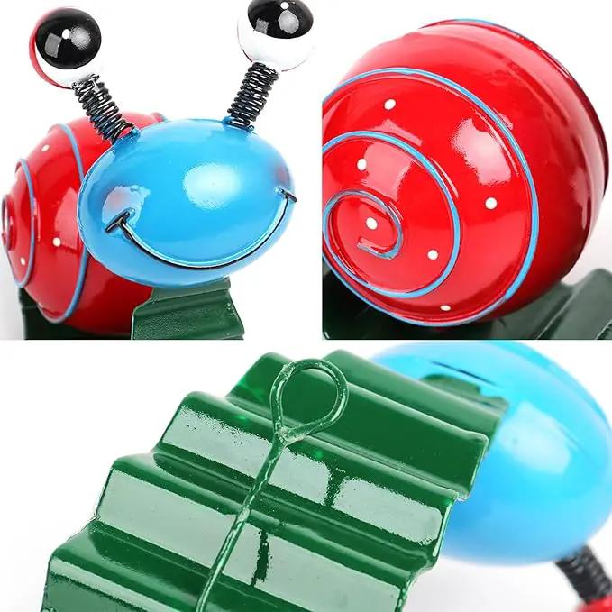 Metal Garden Decor Cute Snail Yard Art Outdoor Lawn Patio Ornament Fence Decorations for Outside - Set of 2(Red,Green) by GreenHaven Gardens