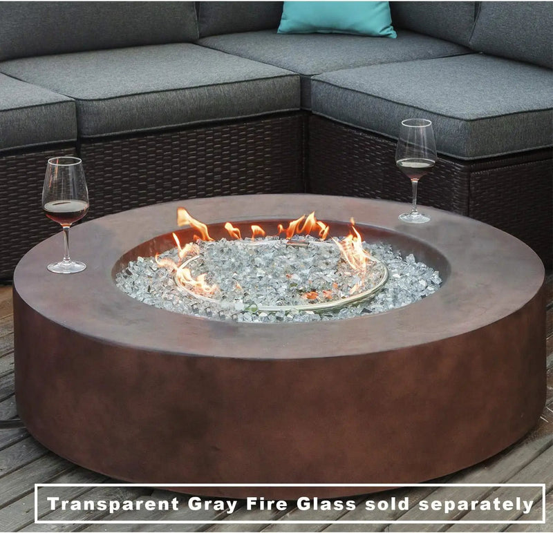 COSIEST Outdoor Propane Fire Pit Coffee Table w Dark Bronze 42 inch Round Base Patio Heater, CSA Certified, 50,000 BTU Stainless Steel Burner, Free Lava Rocks, Waterproof Cover by GreenHaven Gardens
