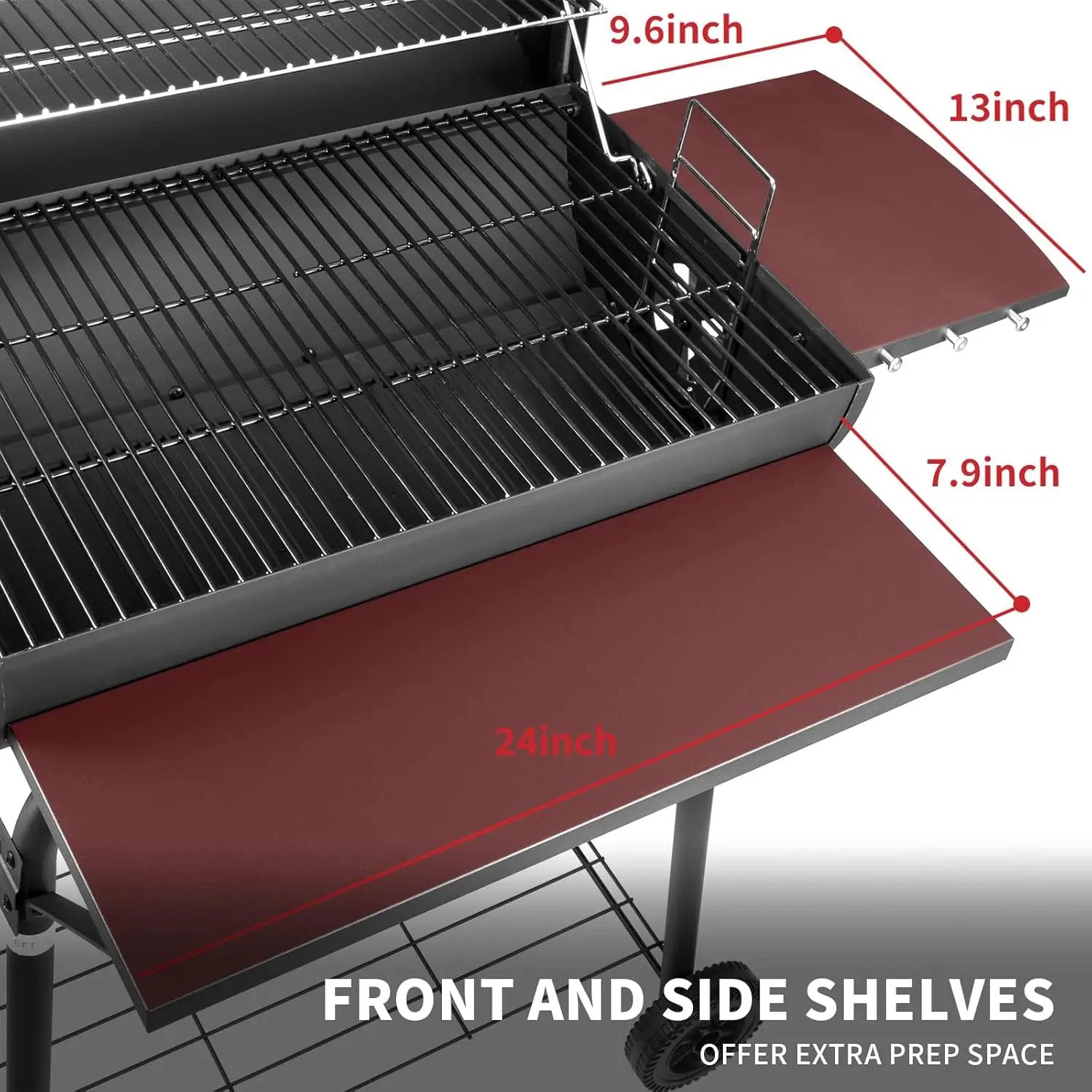 Barrel Charcoal Grill, Large Charcoal Grills with Front and Side Shelf, 627 Square Inches Cooking Grid, Outdoor BBQ Grill, Perfect for Backyard Camping, Patio Parties, and Picnics by GreenHaven Gardens
