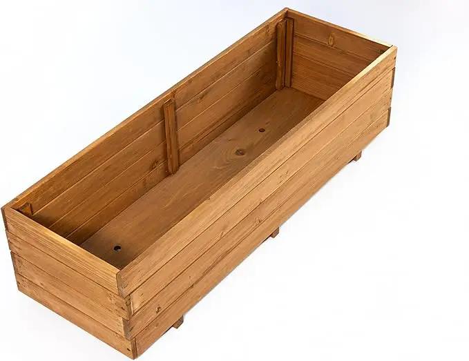 Wooden Raised Garden Bed Planter Box – Fir Wood Outdoor Vegetable, Herb & Flower Box with Drainage Holes – 47.24"x15.75"x12.6", Rot-Resistant, for Patio, Yard, Balcony by GreenHaven Gardens