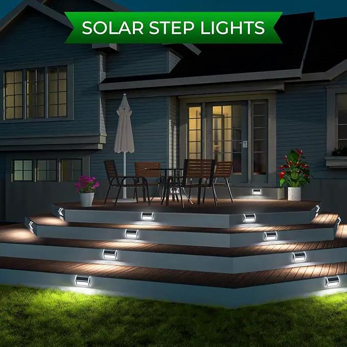 JSOT Solar Step Stair Lights Outdoor Yard Decor 8 Pack, 9LED Deck Lighting for Outside Solar Powered - IP55 Waterproof, Solar Garden Light Decor for Fence, Backyard, Front Porch Step, Wall, Patio by GreenHaven Gardens