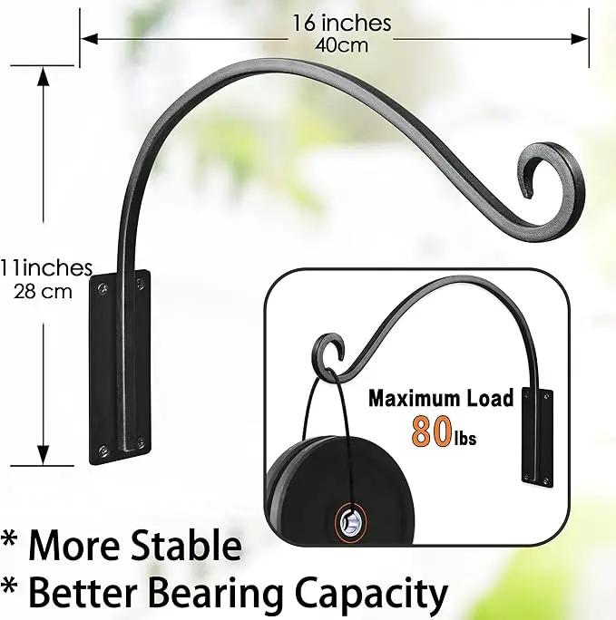 AJART Hanging Plant Hanger Outdoor: 2Pieces Bird Feeder Wall Hooks - 16-Inch Heavy-Duty Plant Bracket Hook for Hanging Flower Baskets by GreenHaven Gardens