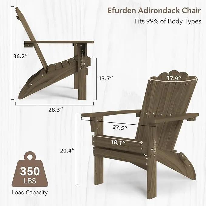 Set of 4 Folding Adirondack Chairs, Heavy Duty Weather-Resistant Patio Chairs with Wide Armrests & Ergonomic High Back, HDPE Fire Pit Seating for Backyard, Garden, Porch - Light Brown by GreenHaven Gardens