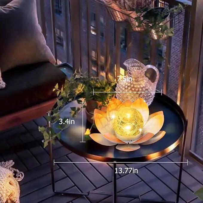 Garden Solar Light Outdoor(2Pack),Crackle Globe Glass Lotus Decoration, Waterproof Metal LED Flower Lights for Patio,Lawn,Walkway,Tabletop,Ground by GreenHaven Gardens