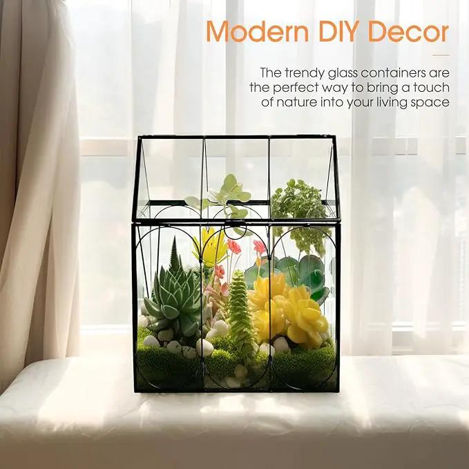Plant Terrarium Jar, Rifny Indoor House Shape Glass Terrarium Planter with Lid for Venus Fly Trap Succulent Live Air Plants, Small Terrarium Decor for Home Office (Without Plants) by GreenHaven Gardens