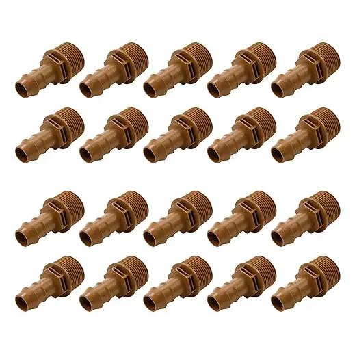 Dnyta 20pcs Drip Irrigation Barbed Adapter Coupling Fittings Threaded Drip Irrigation Male Adapter 3/4 PVC to 1/2 Drip Irrigation Adapter by GreenHaven Gardens