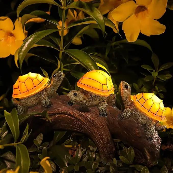 pearlstar Solar Outdoor Statues Turtle on Log Yard Decor Waterproof Figurine Light Garden Decorations Lawn Ornaments for Patio Backyard Gift for Mom Woman Grandma Lovers by GreenHaven Gardens