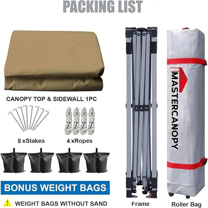 MASTERCANOPY Durable Pop-up Canopy Tent with 1 Sidewall (10'x10',Khaki) by GreenHaven Gardens
