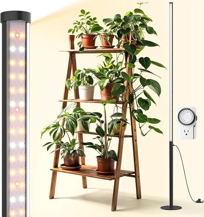 Barrina T10 Pro Standing Grow Light with Timer, 42W, 169 LEDs, Full Spectrum Vertical Grow Light for Indoor, Wide Coverage, 4FT to 5.6FT Height with Foot Switch, Ideal for Flowering and Tall Plants by GreenHaven Gardens