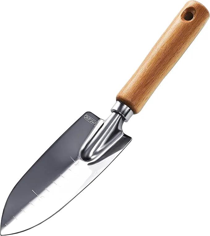 Garden Helper Garden Trowel with Measurements for Planting (Narrow), Garden Hand Shovel Japanese Stainless Steel, Wooden Handle, Made in Japan by GreenHaven Gardens