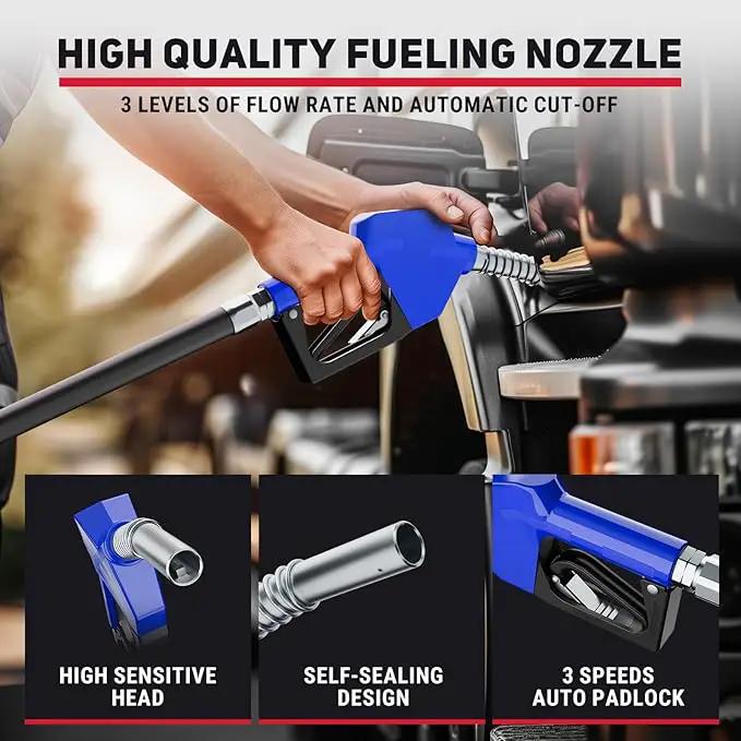 Fuel Hose Reel Retractable with Fueling Nozzle, 3/4" x 50" Heavy Duty Steel, 300PSI Industrial Auto Swivel, Spring Driven Diesel Hose Reel for Construction Farm Ship Vehicle Tank, Blue by GreenHaven Gardens