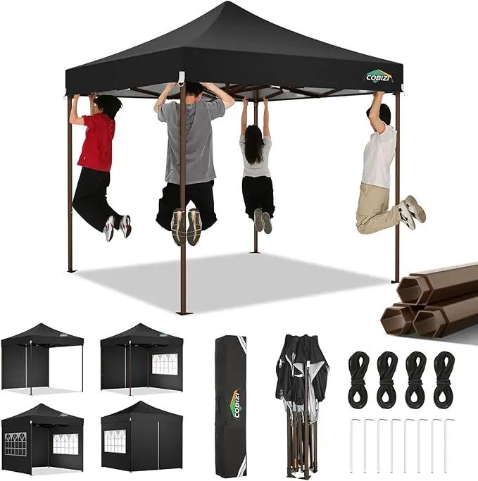 COBIZI 10x10 Pop Up Canopy Tent Heavy Duty with 4 Sidewall, Commercial Outdoor Easy Pop Up Gazebo for Party Wedding All Weather Waterproof UV 50+ with Carry Bag(Leg Upgraded),Black by GreenHaven Gardens