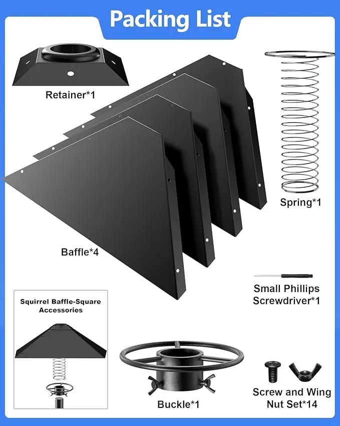 Metal Squirrel Baffle - Squirrel Baffle for Bird Feeder Pole, Upgrade Spring Motion Design for Better Defense, 19 Inch Heavy Duty Guard for Outside Bird Feeder Pole Mount by GreenHaven Gardens