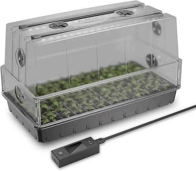 AC Infinity Heavy Duty 3mm Thick Humidity Dome with Height Extension, Germination Kit with LED Grow Light Bars, Sturdy Drip Tray, 6x12 Cell Tray for Indoor Gardening, Seed Starting, Cloning Plants by GreenHaven Gardens