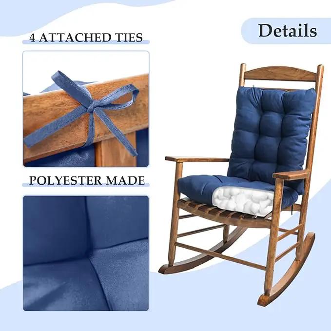 Indoor Outdoor Rocking Chair Cushions Pack of 1, Patio High Back Chair Seat Cushions with Ties for Garden Patio Furniture, Khaki by GreenHaven Gardens