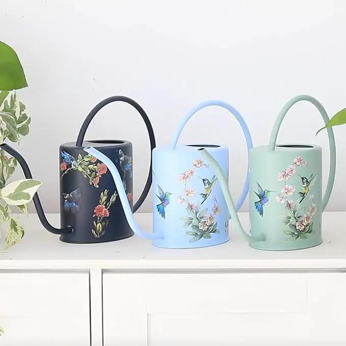 Watering Can for Indoor House Plants - Cute Decorative Metal Gardening Small Water Can for Houseplants & Flowers with Long Spout - 1.5L 51floz 0.4 Gallon (Hummingbird Sage) by GreenHaven Gardens