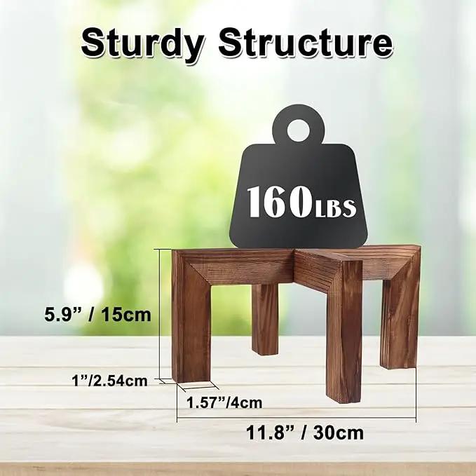 Plant Stand, Indoor/Outdoor Wood Plant Holder, Single Flower Pot Stand, Sturdy Planter Stand, Fit 5-15 Inch Pots by GreenHaven Gardens