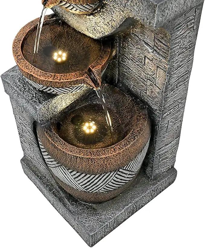 SunJet 5-Tiers Indoor/Outdoor Garden Water Fountain - 42.5inches Modern Floor-Standing Cascading Water Feature - Suitable for Deck, Patio, Porch, Yard Decor by GreenHaven Gardens