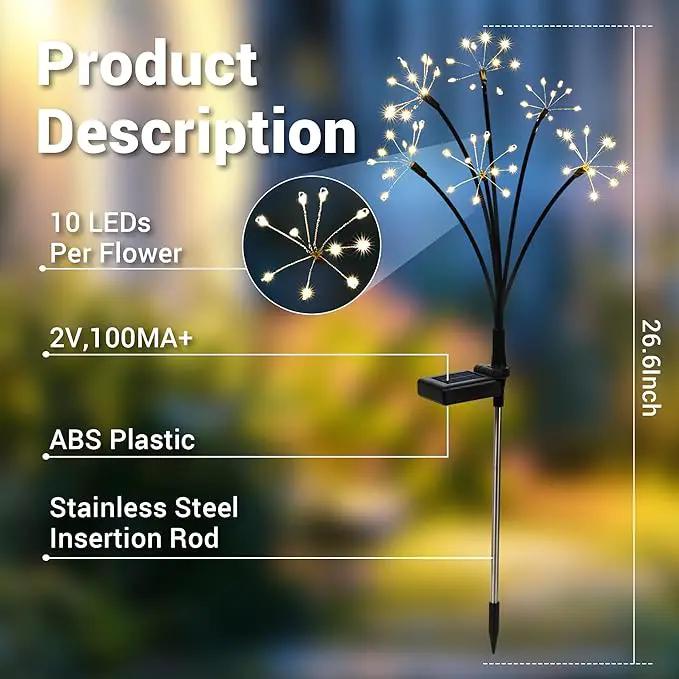 Solar Garden Decor Lights Outdoor, Solar Powered Lights Waterproof for Yard Patio Porch Flowerbed, Fairy Gardening Supplies Gifts Firwork(6 Pack Warm White) by GreenHaven Gardens