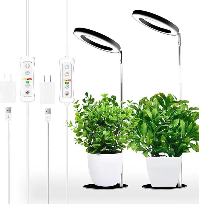 yadoker Plant Grow Light for Indoor Plant,Desk LED Grow Light,Height Adjustable,Automatic Timer with 8/12/16 Hours,10-Level Brightness,Ideal for Small Plant Grow by GreenHaven Gardens