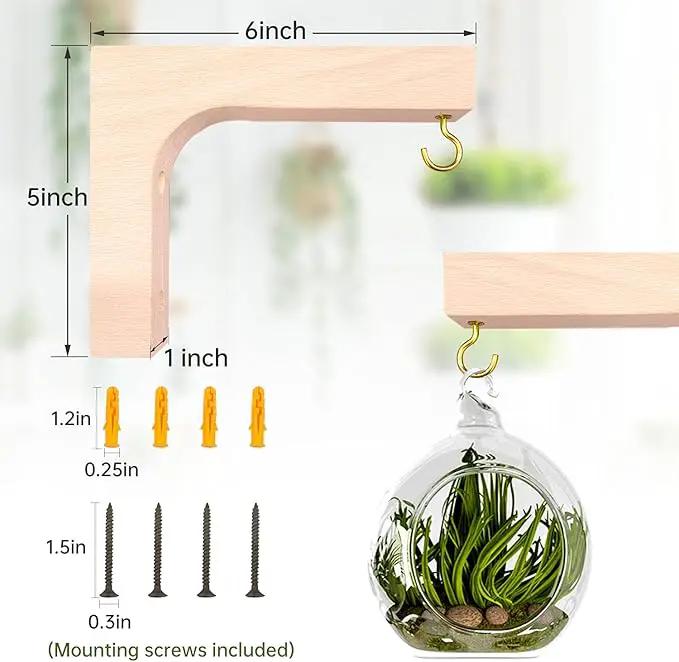 Jantens 2 Pack Hanging Plant Hook, Plant Hangers Indoor, Wooden Hanging Basket Hooks for Indoor Flower Baskets Pot Wind Chime Lanterns Planter by GreenHaven Gardens