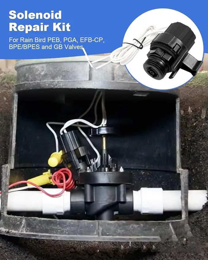 2Pack Solenoid Repair Kit Fit for HydroRain Rain Bird Sprinkler System PEB PGA EFB-CP BPE BPES and GB Valves Replacement Solenoid 236239 Efficient Water Control by GreenHaven Gardens