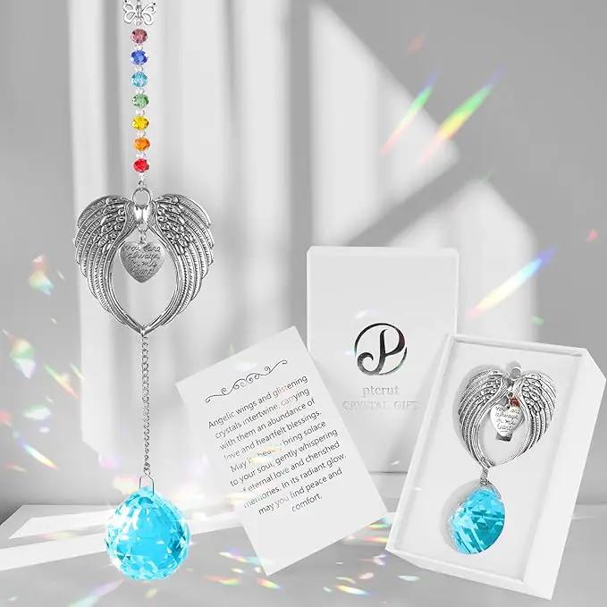 Memorial Gifts for Loss of Loved One Unique Sympathy Gifts Rainbow Sun Catcher Indoor Window Hanging Crystal Prism Grief Bereavement Gifts Ideas for Who Loss of Mom Dad (Sky Blue) by GreenHaven Gardens