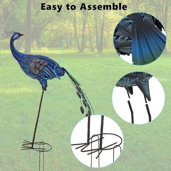 VEWOGARDEN Peacock Outdoor Garden Sculptures & Statues Metal Peacock Yard Art for Lawn Patio Pool Outside Decorations by GreenHaven Gardens