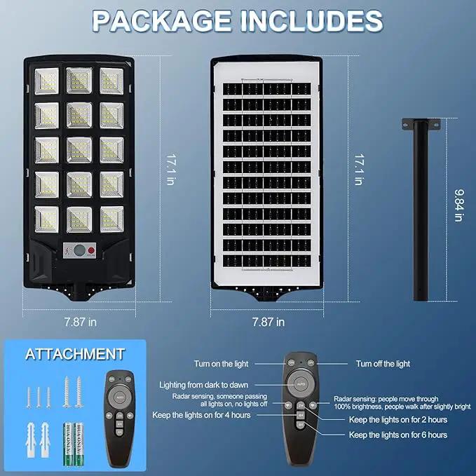 Solar Lights Outdoor,IP66 Waterproof Solar Street Lights with Motion Sensor & Remote,6500K Dusk to Dawn Flood Light for Parking Lot/Yard/Garden (4 Pack) by GreenHaven Gardens