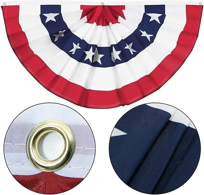 20 Pieces USA Pleated Fan Flag 1.5x3 FT American US Bunting Flag Patriotic Half Fan Banner Flag with Canvas Header and Brass Grommets for 4th of July Memorial Day Indoor Outdoor Decoration (20, 1.5x3 Feet) by GreenHaven Gardens