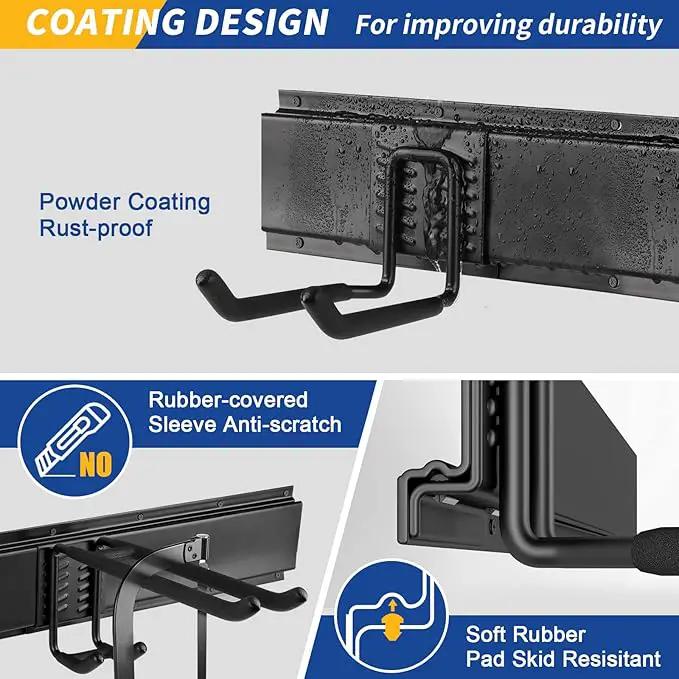32 Inches Garage Storage, Garage Organization, Wall Mount Garden Tool Organizer, Max 300lbs Adjustable Metal Hooks, Yard Shed Hanging Rack, Heavy Duty Shelving for Rake Broom Mop Snowboard by GreenHaven Gardens