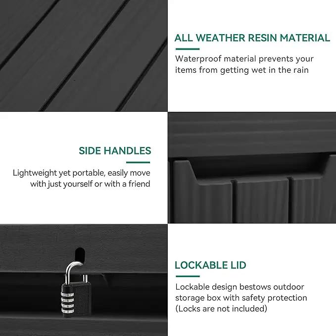 YITAHOME 45 Gallon Deck Box, Outdoor Storage Box for Patio Cushions, Outdoor Tools, Gardening Tools, Sports Equipment, and Throw Pillows, Lockable and Waterproof, Black by GreenHaven Gardens