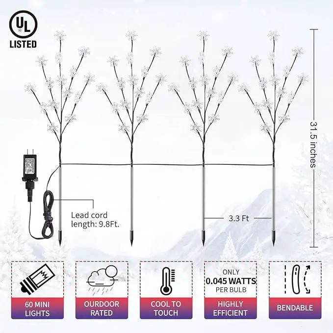 Brightown Snowflake Pathway Lights, 4 Packs Christmas Yard Lights, Small Christmas Tree with Lights, Christmas Lights Outdoor Yard Decorations, Blue and White by GreenHaven Gardens