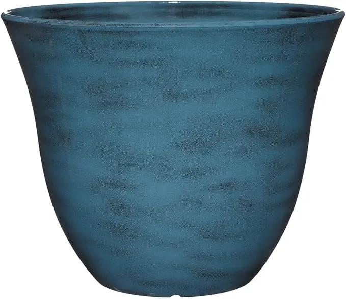 Classic Home and Garden Honeysuckle Resin Flower Pot Planter, Blue Jean, 15" by GreenHaven Gardens